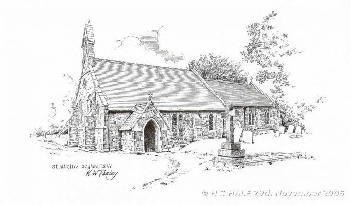 St. Martins Church, Scamblesby - Pencil drawing by Kenneth Padley